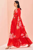 Desirable Red Floral Print Chinon Event Wear Palazzo Suit