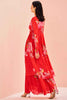 Desirable Red Floral Print Chinon Event Wear Palazzo Suit