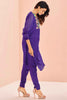 Precious Violet Color Sequins Organza Festival Wear Pant Suit