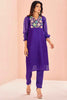 Precious Violet Color Sequins Organza Festival Wear Pant Suit