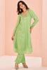 Marvelous Pista Green Embroidered Chinon Event Wear Pant Suit