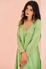 Marvelous Pista Green Embroidered Chinon Event Wear Pant Suit