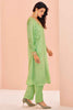 Marvelous Pista Green Embroidered Chinon Event Wear Pant Suit