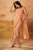 Demanding Peach Hand Work Organza Ready To Wear Saree With Blouse