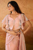 Precious Baby Pink Ruffles Organza Ready To Wear Saree With Blouse