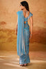 Appealing Blue Hand Work Organza Ready To Wear Saree With Blouse