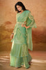 Lovable Pista Ruffles Work Organza Ready To Wear Saree With Blouse