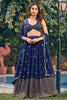 Alluring Navy Blue Sequins Georgette Wedding Wear Lehenga Choli