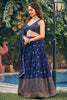Alluring Navy Blue Sequins Georgette Wedding Wear Lehenga Choli