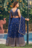 Alluring Navy Blue Sequins Georgette Wedding Wear Lehenga Choli
