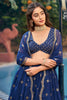 Alluring Navy Blue Sequins Georgette Wedding Wear Lehenga Choli