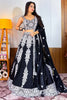 Stunning Black Thread Embroidery Georgette Wedding Wear Lehenga Choli