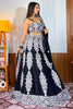 Stunning Black Thread Embroidery Georgette Wedding Wear Lehenga Choli