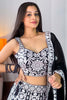 Stunning Black Thread Embroidery Georgette Wedding Wear Lehenga Choli