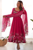 Pretty Pink Floral Printed Organza Traditional Anarkali Suit