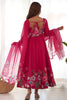 Pretty Pink Floral Printed Organza Traditional Anarkali Suit