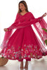 Pretty Pink Floral Printed Organza Traditional Anarkali Suit