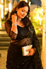 Dazzling Black Sequins Net Party Wear Saree With Blouse