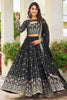 Charming Black Embroidered Georgette Reception Wear Lehenga Choli