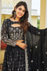 Charming Black Embroidered Georgette Reception Wear Lehenga Choli