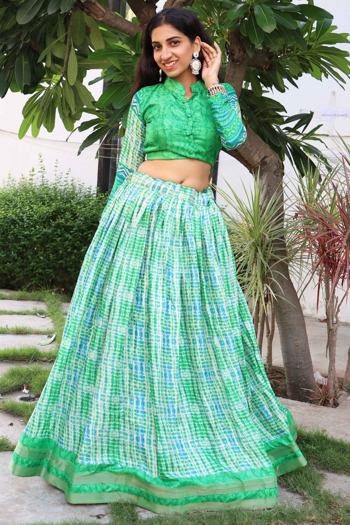 Marvelous Teal Green Printed Tussar Silk Function Wear Lehenga Choli