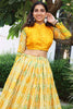 Ravishing Mustard Printed Tussar Silk Haldi Wear Lehenga Choli