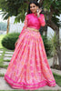 Glorious Pink Printed Tussar Silk Wedding Wear Lehenga Choli