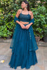 Endearing Teal Blue Georgette Party Wear Lehenga Choli With Dupatta