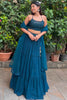 Endearing Teal Blue Georgette Party Wear Lehenga Choli With Dupatta