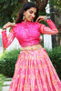 Glorious Pink Printed Tussar Silk Wedding Wear Lehenga Choli