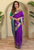 Surprising Purple Zari Weaving Paithani Silk Wedding Saree With Blouse