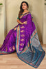 Surprising Purple Zari Weaving Paithani Silk Wedding Saree With Blouse