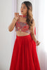 Captivating Red Georgette Party Wear Lehenga Choli With Dupatta