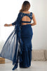 Alluring Teal Blue Sequins Ready To Wear Georgette Sharara Saree