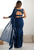 Alluring Teal Blue Sequins Ready To Wear Georgette Sharara Saree
