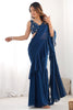 Alluring Teal Blue Sequins Ready To Wear Georgette Sharara Saree