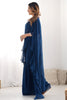 Alluring Teal Blue Sequins Ready To Wear Georgette Sharara Saree