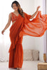 Attractive Orange Sequins Georgette Ready To Wear Sharara Saree