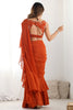 Attractive Orange Sequins Georgette Ready To Wear Sharara Saree