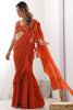 Attractive Orange Sequins Georgette Ready To Wear Sharara Saree