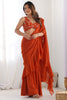 Attractive Orange Sequins Georgette Ready To Wear Sharara Saree