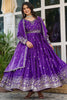 Dazzling Purple Sequins Work Silk Event Wear Gown With Dupatta