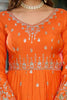 Majestic Orange Thread Embroidered Silk Festival Wear Gown With Dupatta