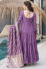 Wonderful Purple Chanderi Silk Anarkali Suit With Banarasi Dupatta