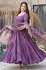 Wonderful Purple Chanderi Silk Anarkali Suit With Banarasi Dupatta