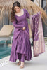 Wonderful Purple Chanderi Silk Anarkali Suit With Banarasi Dupatta