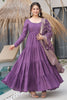 Wonderful Purple Chanderi Silk Anarkali Suit With Banarasi Dupatta