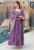 Wonderful Purple Chanderi Silk Anarkali Suit With Banarasi Dupatta