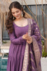 Wonderful Purple Chanderi Silk Anarkali Suit With Banarasi Dupatta
