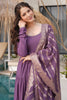 Wonderful Purple Chanderi Silk Anarkali Suit With Banarasi Dupatta